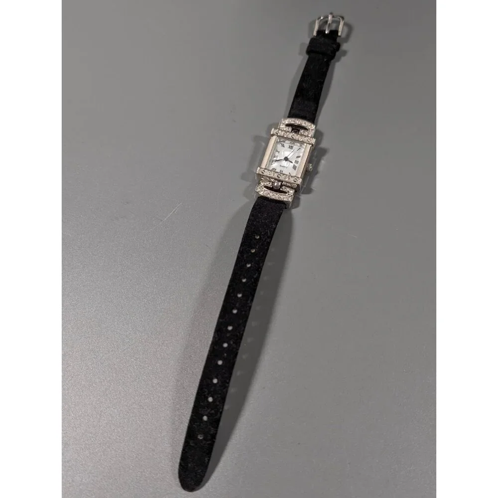 Avon‎ Womens Black Velvet Crystal Accent Elegant Watch New Battery